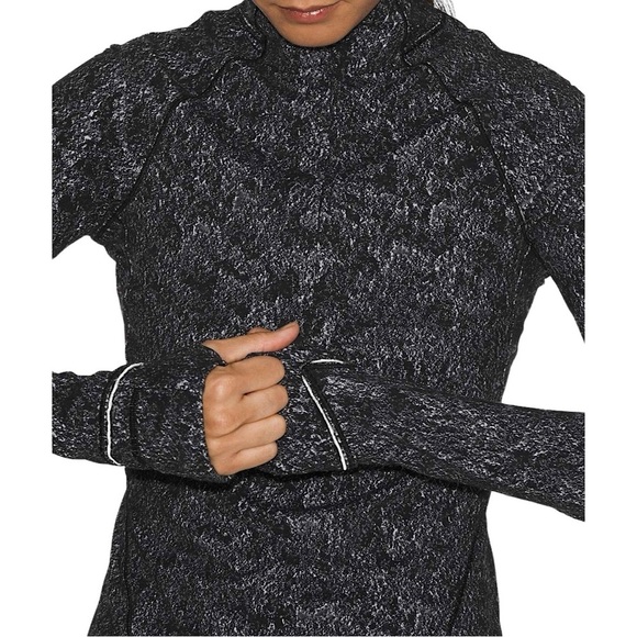 LULULEMON Outrun the Elements 1/2 Zip Pullover in Misted Jacquard Black White - Picture 4 of 15